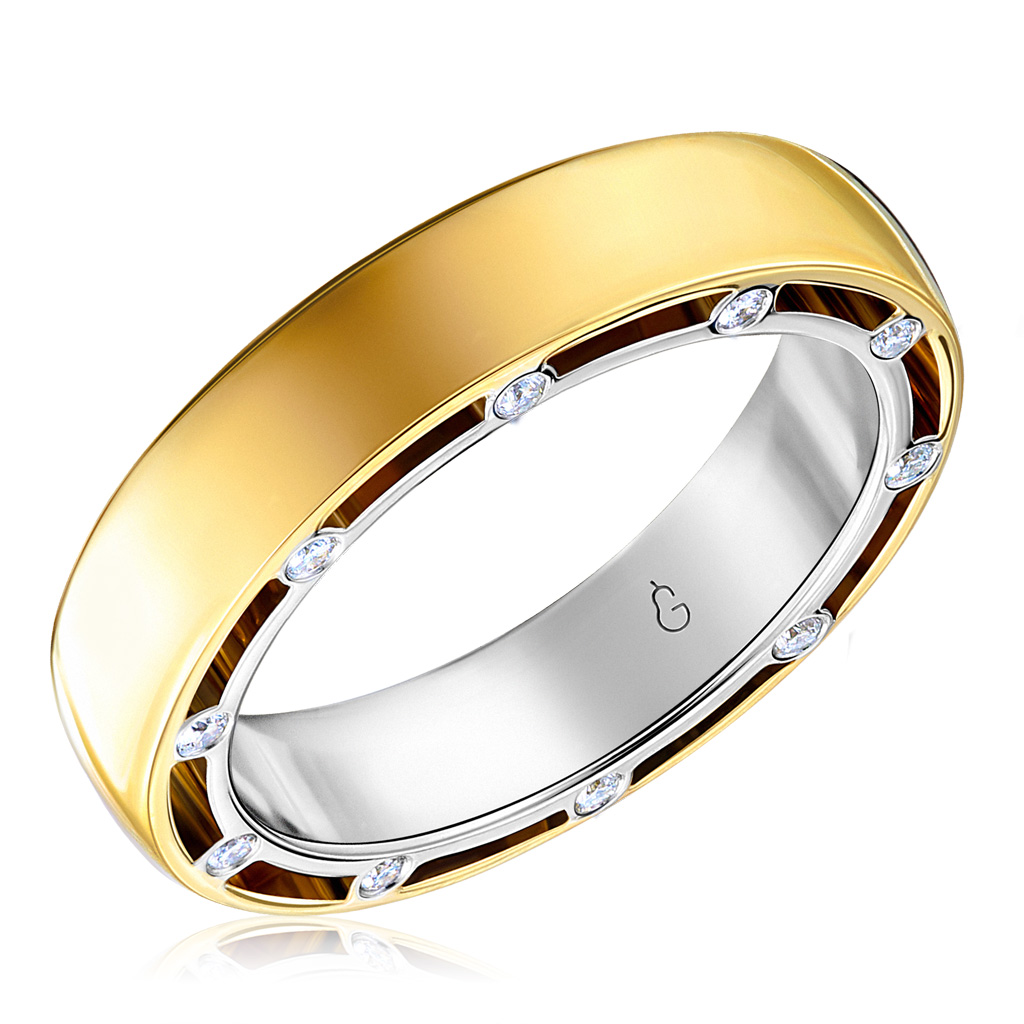 Кольцо обручальное из комбинированного золота с бриллиантами 45119761175